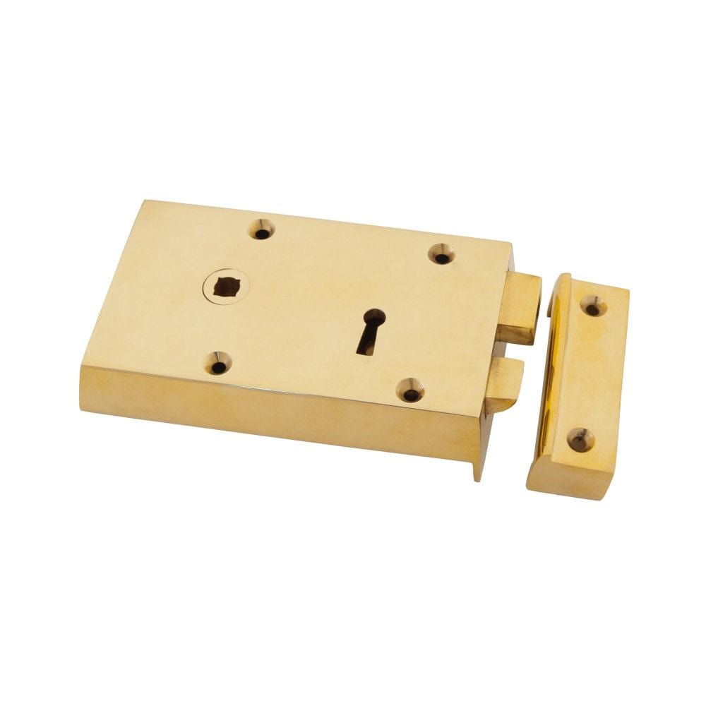 From The Anvil Locks & Latches Polished Brass / Rim Locks From The Anvil - Polished Brass Left Hand Rim Lock - Small