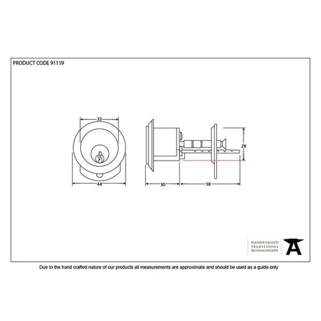 From The Anvil Locks & Latches Polished Brass / Rim Cylinders From The Anvil - Polished Brass Rim Cylinder KA