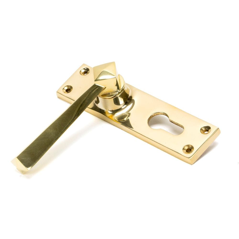 From The Anvil Door Furniture Polished Brass / Euro Profile Lock Handles From The Anvil - Polished Brass Straight Lever Euro Lock Set