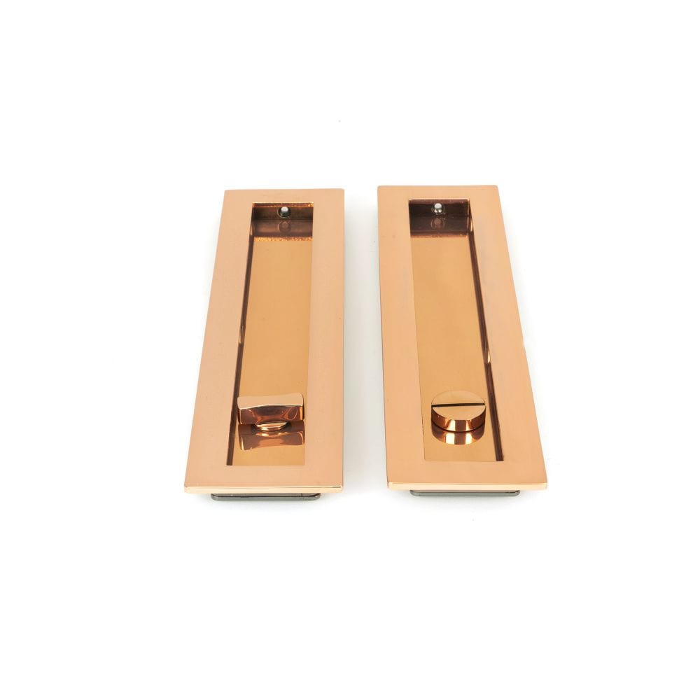 From The Anvil Door Furniture Polished Bronze / Rectangular Flush Pull (Privacy) / Rectangular From The Anvil - Polished Bronze 250mm Plain Rectangular Pull - Privacy Set