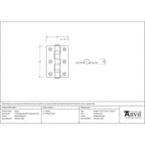 From The Anvil Hinges Polished Bronze / Ball Bearing Hinges / 3" (76mm) From The Anvil - Polished Bronze 3" Ball Bearing Butt Hinge (pair) ss