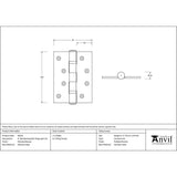 From The Anvil Hinges Polished Bronze / Ball Bearing Hinges / 4" x (102mm) From The Anvil - Polished Bronze 4" Ball Bearing Butt Hinge (pair) ss