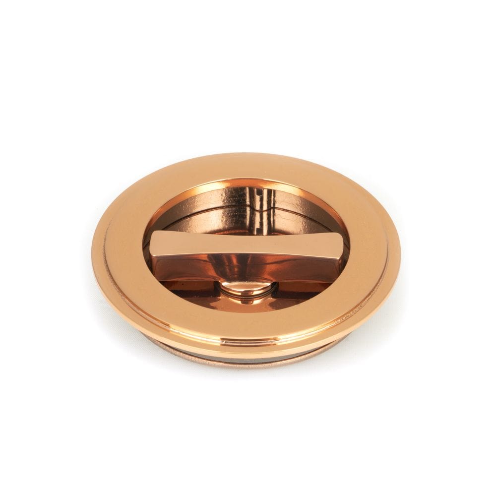 From The Anvil Door Furniture Polished Bronze / Round Flush Pull (Privacy) / Round From The Anvil - Polished Bronze 75mm Art Deco Round Pull - Privacy Set