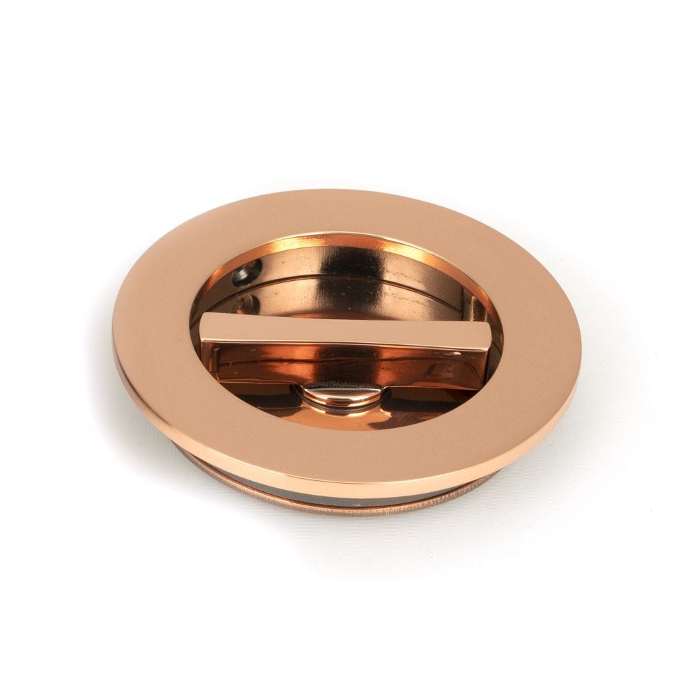 From The Anvil Door Furniture Polished Bronze / Round Flush Pull (Privacy) / Round From The Anvil - Polished Bronze 75mm Plain Round Pull - Privacy Set