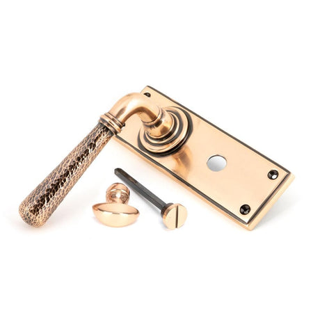 From The Anvil Door Furniture Polished Bronze / Bathroom Lock Handles From The Anvil - Polished Bronze Hammered Newbury Lever Bathroom Set
