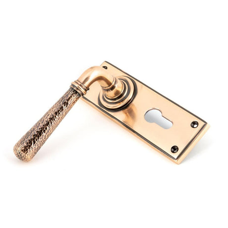 From The Anvil Door Furniture Polished Bronze / Euro Profile Lock Handles From The Anvil - Polished Bronze Hammered Newbury Lever Euro Lock Set