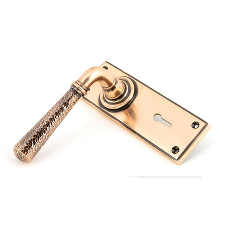 From The Anvil Door Furniture Polished Bronze / Std. Lock Handles From The Anvil - Polished Bronze Hammered Newbury Lever Lock Set