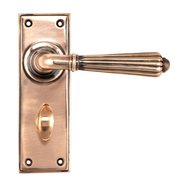 From The Anvil Door Furniture Polished Bronze / Bathroom Lock Handles From The Anvil - Polished Bronze Hinton Lever Bathroom Set