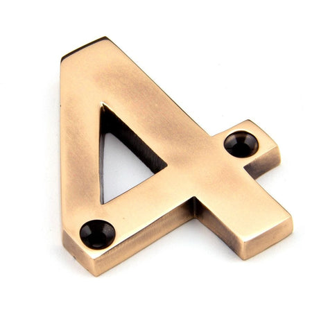 From The Anvil Door Furniture Polished Bronze / Numerals / 4 From The Anvil - Polished Bronze Numeral 4