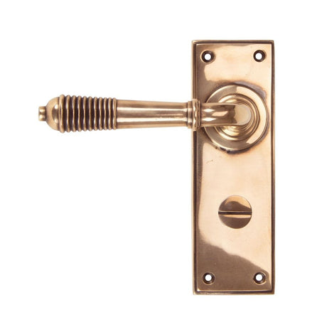 From The Anvil Door Furniture Polished Bronze / Bathroom Lock Handles From The Anvil - Polished Bronze Reeded Lever Bathroom Set