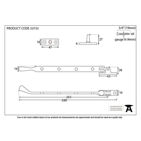 From The Anvil Window Furniture Polished Chrome / 10"/250mm From The Anvil - Polished Chrome 10" Peardrop Stay