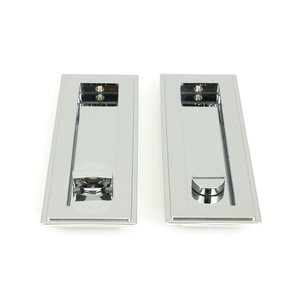From The Anvil Door Furniture Polished Chrome / Rectangular Flush Pull (Privacy) / Rectangular From The Anvil - Polished Chrome 175mm Art Deco Rectangular Pull -Privacy Set
