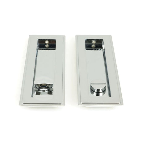 From The Anvil Door Furniture Polished Chrome / Rectangular Flush Pull (Privacy) / Rectangular From The Anvil - Polished Chrome 175mm Art Deco Rectangular Pull -Privacy Set
