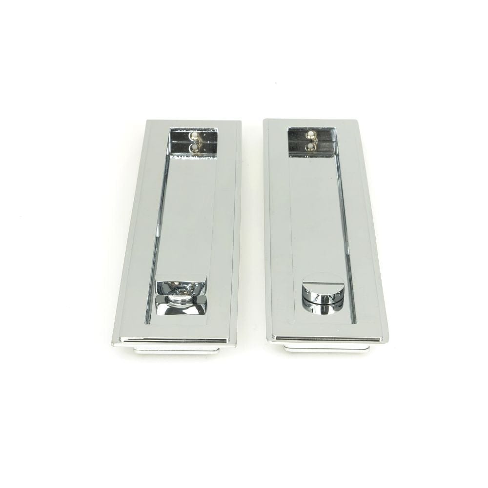 From The Anvil Door Furniture Polished Chrome / Rectangular Flush Pull (Privacy) / Rectangular From The Anvil - Polished Chrome 250mm Art Deco Rectangular Pull -Privacy Set