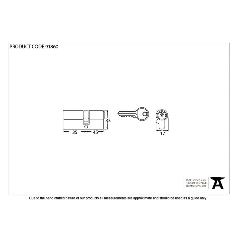 From The Anvil Locks & Latches Polished Chrome / Euro Double Cylinders / 35 x 45mm From The Anvil - Polished Chrome 35/45 Euro Cylinder