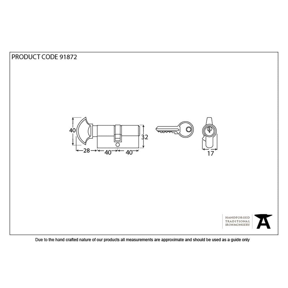 From The Anvil Locks & Latches Polished Chrome / Euro Cylinder & Turn / 40 x 40mm From The Anvil - Polished Chrome 40/40 Euro Cylinder/Thumbturn