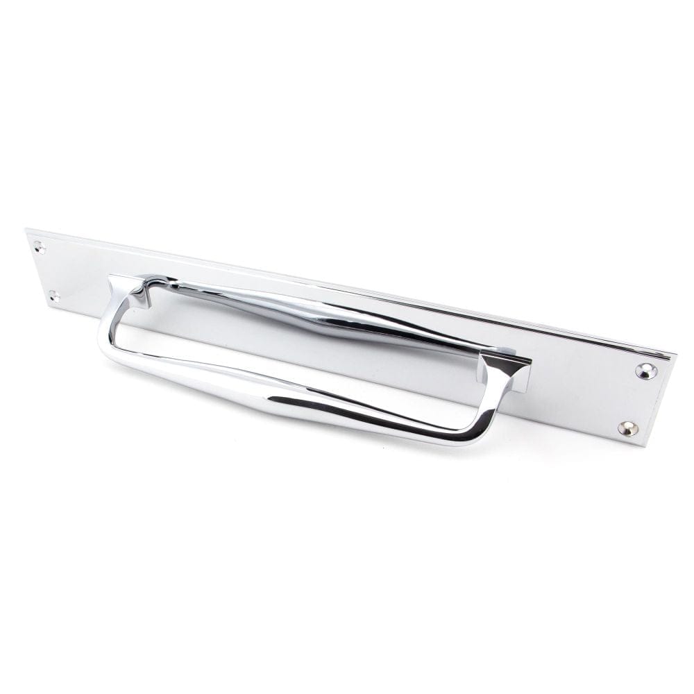 From The Anvil Door Furniture Polished Chrome / Pull Handle (Backplate) From The Anvil - Polished Chrome 425mm Art Deco Pull Handle on Backplate