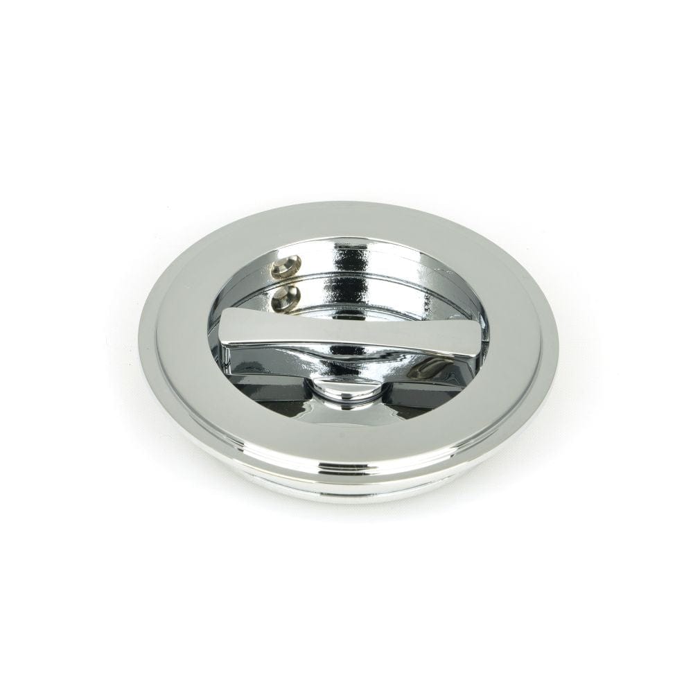 From The Anvil Door Furniture Polished Chrome / Round Flush Pull (Privacy) / Round From The Anvil - Polished Chrome 75mm Art Deco Round Pull - Privacy Set