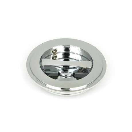 From The Anvil Door Furniture Polished Chrome / Round Flush Pull (Privacy) / Round From The Anvil - Polished Chrome 75mm Art Deco Round Pull - Privacy Set