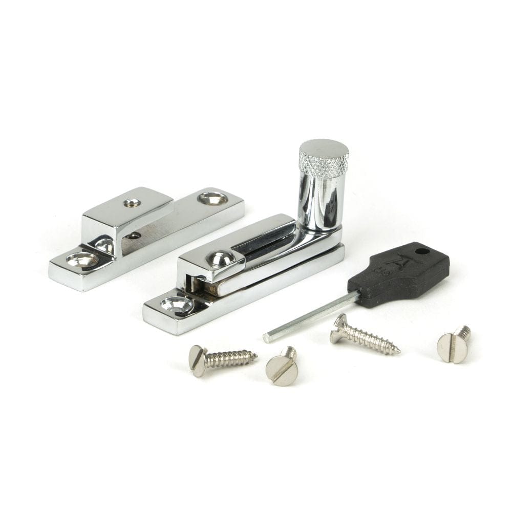 From The Anvil Window Furniture Polished Chrome / Sash Window Quadrant Fasteners / Yes From The Anvil - Polished Chrome Brompton Quadrant Fastener - Narrow