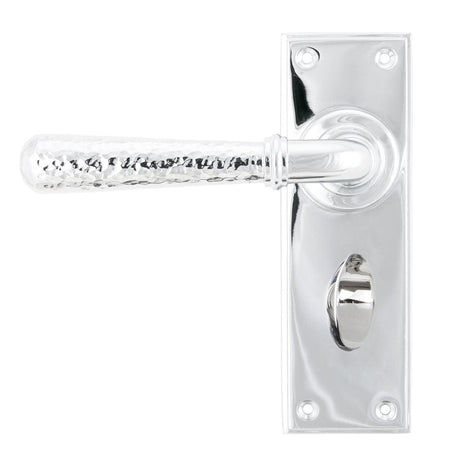 From The Anvil Door Furniture Polished Chrome / Bathroom Lock Handles From The Anvil - Polished Chrome Hammered Newbury Lever Bathroom Set