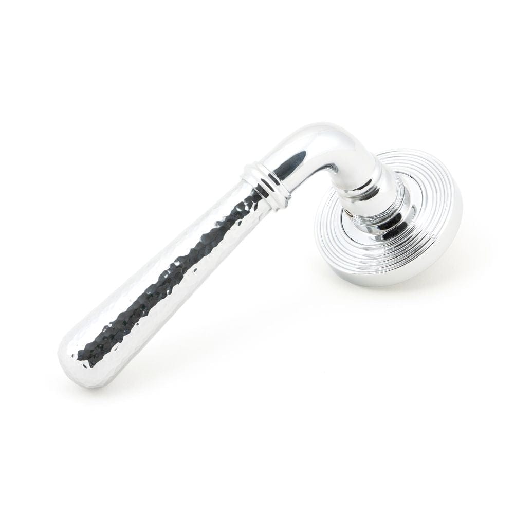 From The Anvil Door Furniture Polished Chrome / Round Rose From The Anvil - Polished Chrome Hammered Newbury Lever on Rose Set (Beehive)