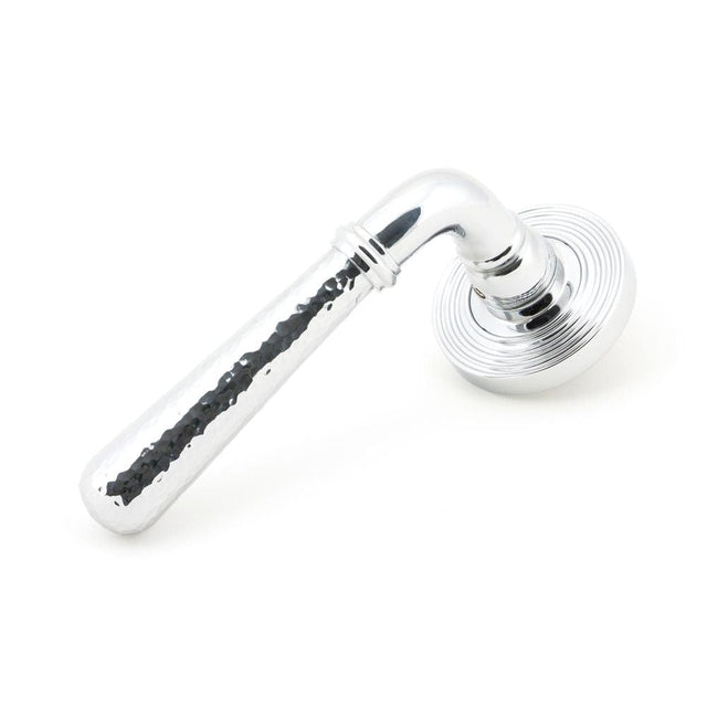 From The Anvil Door Furniture Polished Chrome / Round Rose From The Anvil - Polished Chrome Hammered Newbury Lever on Rose Set (Beehive) - Unsprung