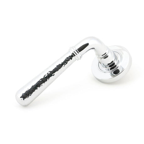 From The Anvil Door Furniture Polished Chrome / Round Rose From The Anvil - Polished Chrome Hammered Newbury Lever on Rose Set (Plain) - Unsprung