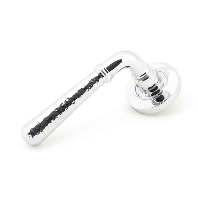 From The Anvil Door Furniture Polished Chrome / Round Rose From The Anvil - Polished Chrome Hammered Newbury Lever on Rose Set (Plain) - Unsprung