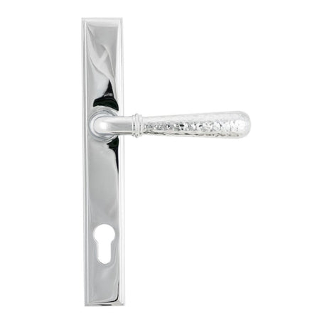 From The Anvil Door Furniture Polished Chrome / Multi Point Lock Set / 92mm c/c From The Anvil - Polished Chrome Hammered Newbury Slimline Espag. Lock Set