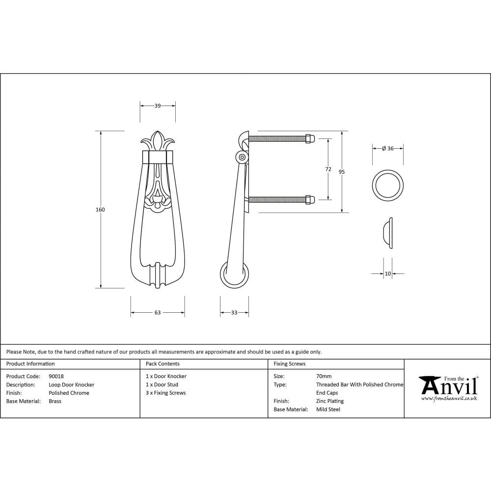 From The Anvil Door Furniture Polished Chrome From The Anvil - Polished Chrome Loop Door Knocker