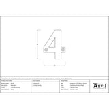 From The Anvil Door Furniture Polished Chrome / Numerals / 4 From The Anvil - Polished Chrome Numeral 4