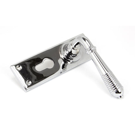 From The Anvil Door Furniture Polished Chrome / Euro Profile Lock Handles From The Anvil - Polished Chrome Reeded Lever Euro Lock Set