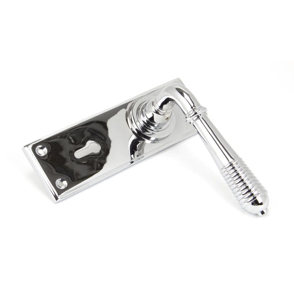From The Anvil Door Furniture Polished Chrome / Std. Lock Handles From The Anvil - Polished Chrome Reeded Lever Lock Set