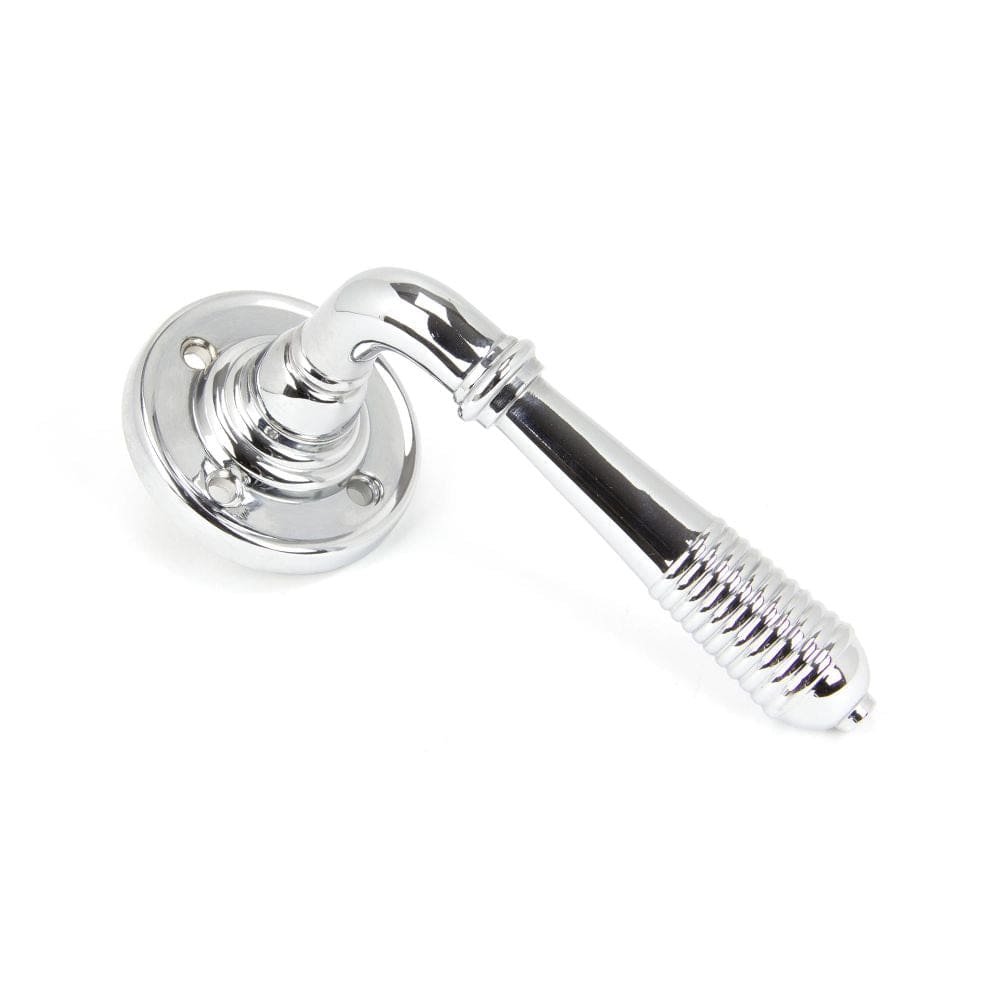 From The Anvil Door Furniture Polished Chrome / Round Rose From The Anvil - Polished Chrome Reeded Lever on Rose Set