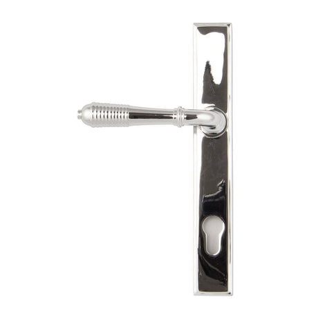From The Anvil Door Furniture Polished Chrome / Multi Point Lock Set / 92mm c/c From The Anvil - Polished Chrome Reeded Slimline Lever Espag. Lock Set