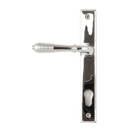 From The Anvil Door Furniture Polished Chrome / Multi Point Lock Set / 92mm c/c From The Anvil - Polished Chrome Reeded Slimline Lever Espag. Lock Set