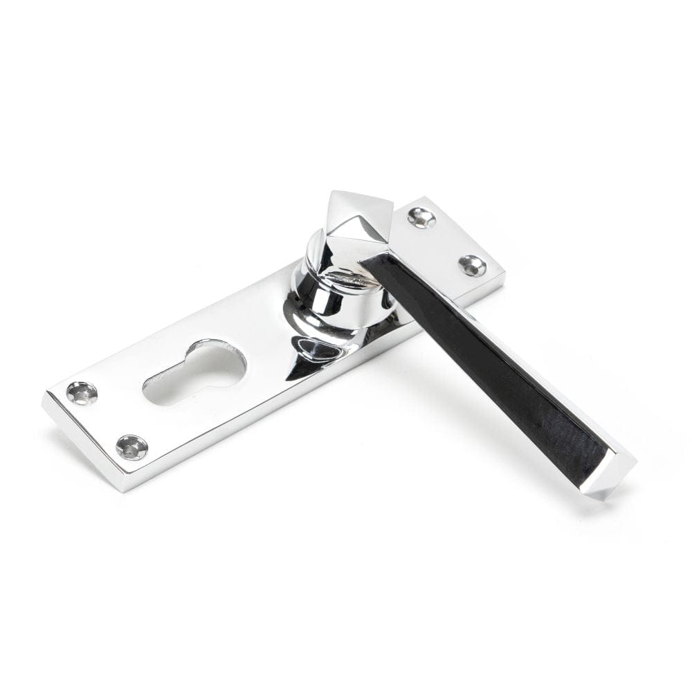 From The Anvil Door Furniture Polished Chrome / Euro Profile Lock Handles From The Anvil - Polished Chrome Straight Lever Euro Lock Set