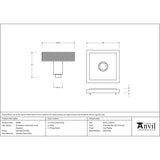 From The Anvil Door Furniture Polished Marine SS (316) / Square Centre Door Knob From The Anvil - Polished Marine SS (316) Brompton Centre Door Knob (Square)