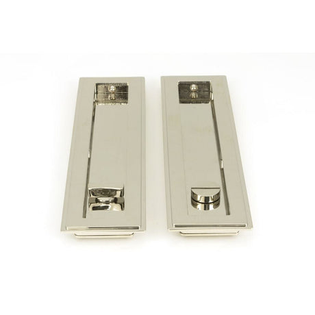 From The Anvil Door Furniture Polished Nickel / Rectangular Flush Pull (Privacy) / Rectangular From The Anvil - Polished Nickel 250mm Art Deco Rectangular Pull -Privacy Set