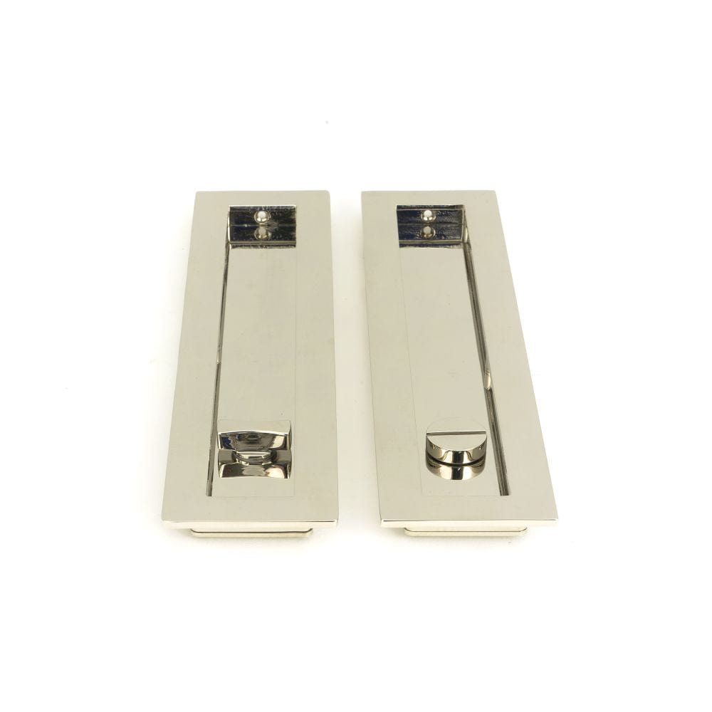From The Anvil Door Furniture Polished Nickel / Rectangular Flush Pull (Privacy) / Rectangular From The Anvil - Polished Nickel 250mm Plain Rectangular Pull - Privacy Set