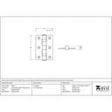 From The Anvil Hinges Polished Nickel / Ball Bearing Hinges / 3" (76mm) From The Anvil - Polished Nickel 3" Ball Bearing Butt Hinge (pair) ss