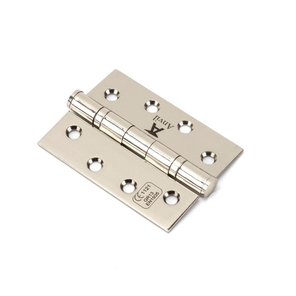 From The Anvil Hinges Polished Nickel / Ball Bearing Hinges / 4" x (102mm) From The Anvil - Polished Nickel 4" Ball Bearing Butt Hinge (pair) ss