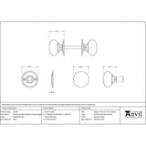 From The Anvil Door Furniture Polished Nickel / Mortice/Rim Knobs From The Anvil - Polished Nickel 57mm Mushroom Mortice/Rim Knob Set