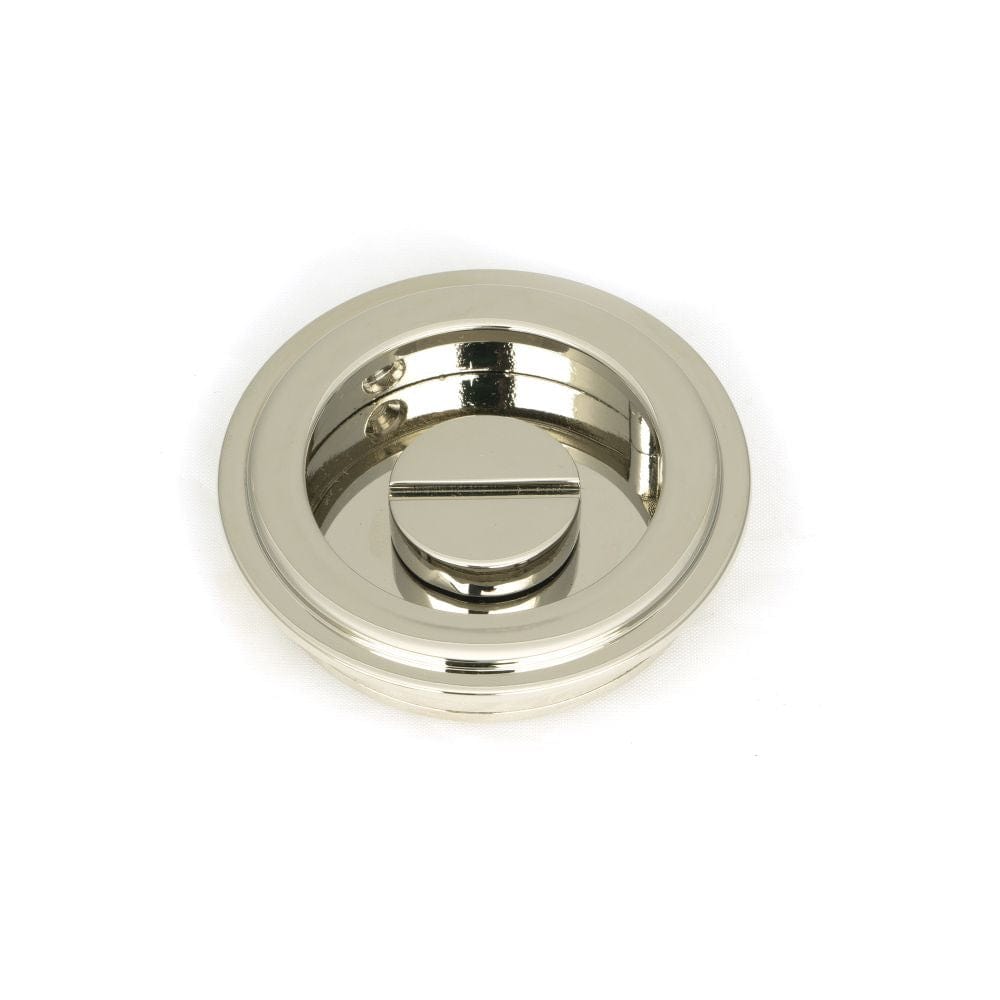 From The Anvil Door Furniture Polished Nickel / Round Flush Pull (Privacy) / Round From The Anvil - Polished Nickel 60mm Art Deco Round Pull - Privacy Set