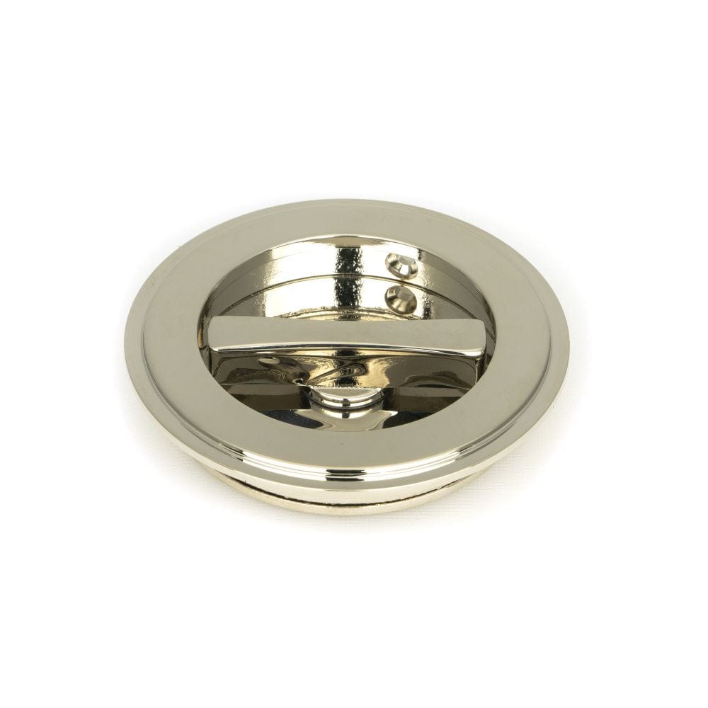 From The Anvil Door Furniture Polished Nickel / Round Flush Pull (Privacy) / Round From The Anvil - Polished Nickel 75mm Art Deco Round Pull - Privacy Set