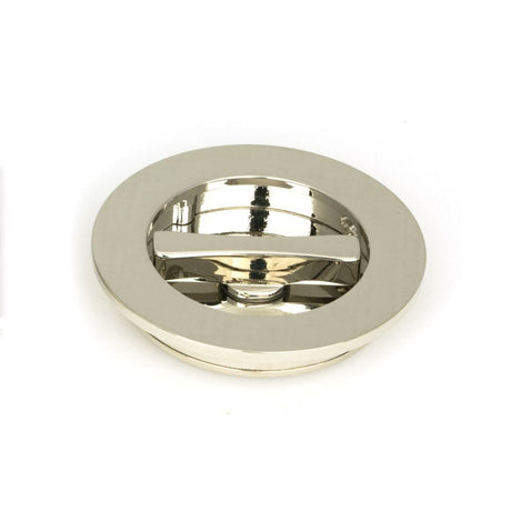 From The Anvil Door Furniture Polished Nickel / Round Flush Pull (Privacy) / Round From The Anvil - Polished Nickel 75mm Plain Round Pull - Privacy Set