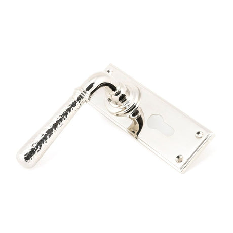 From The Anvil Door Furniture Polished Nickel / Euro Profile Lock Handles From The Anvil - Polished Nickel Hammered Newbury Lever Euro Lock Set