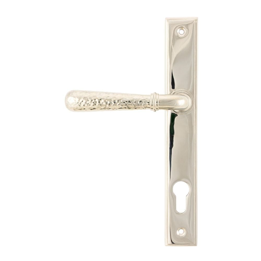 From The Anvil Door Furniture Polished Nickel / Multi Point Lock Set / 92mm c/c From The Anvil - Polished Nickel Hammered Newbury Slimline Espag. Lock Set