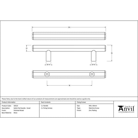 From The Anvil Cabinet Hardware Polished Nickel / Cabinet Pull Handles / Small From The Anvil - Polished Nickel Kahlo Pull Handle - Small